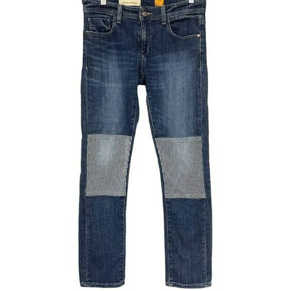 Anthropologie Pilcro and The Letterpress Striped Patch Knee Skinny Jeans Womens - Picture 1 of 5